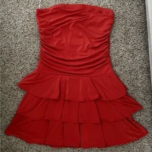 Elegant Red Strapless Dress